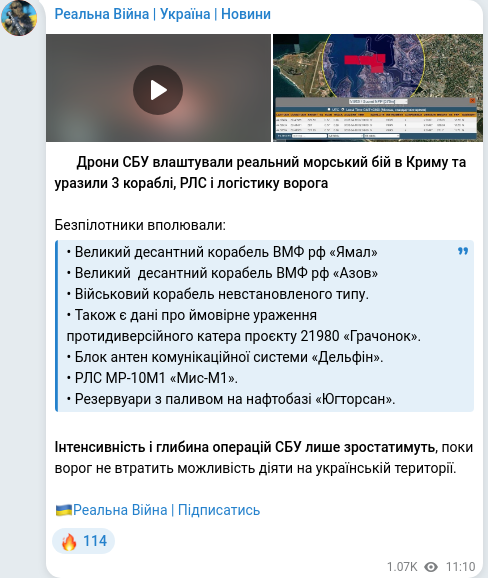 Telegram publication screenshot
