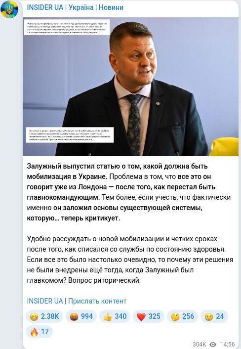 Telegram publication screenshot