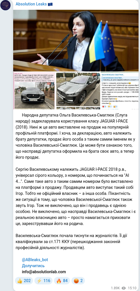 Telegram publication screenshot