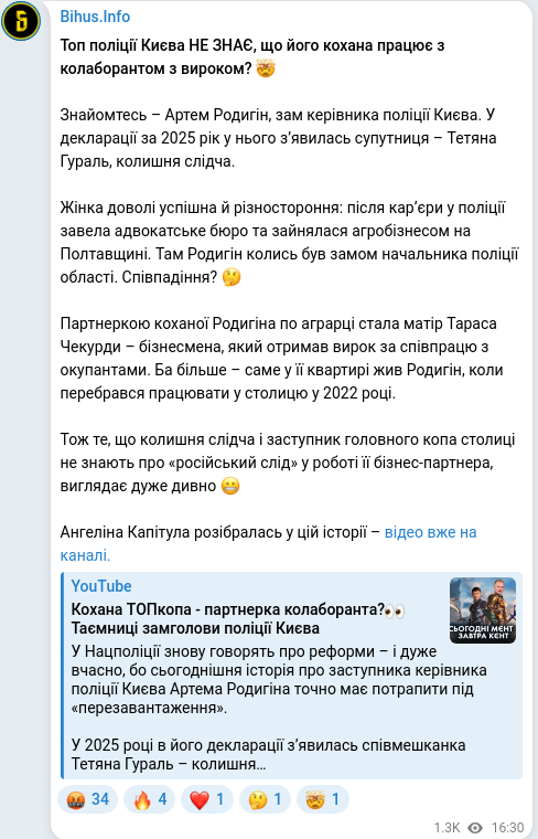 Telegram publication screenshot