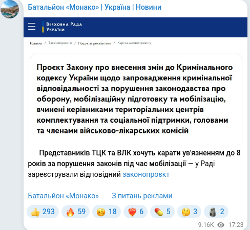 Telegram publication screenshot