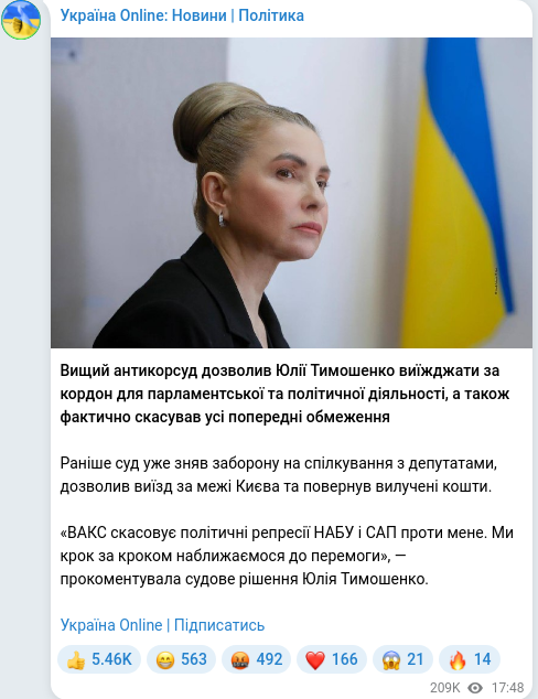 Telegram publication screenshot