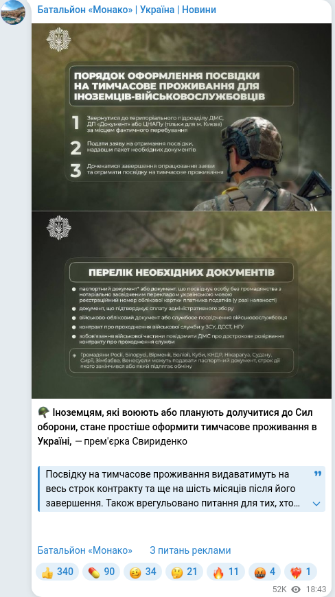 Telegram publication screenshot