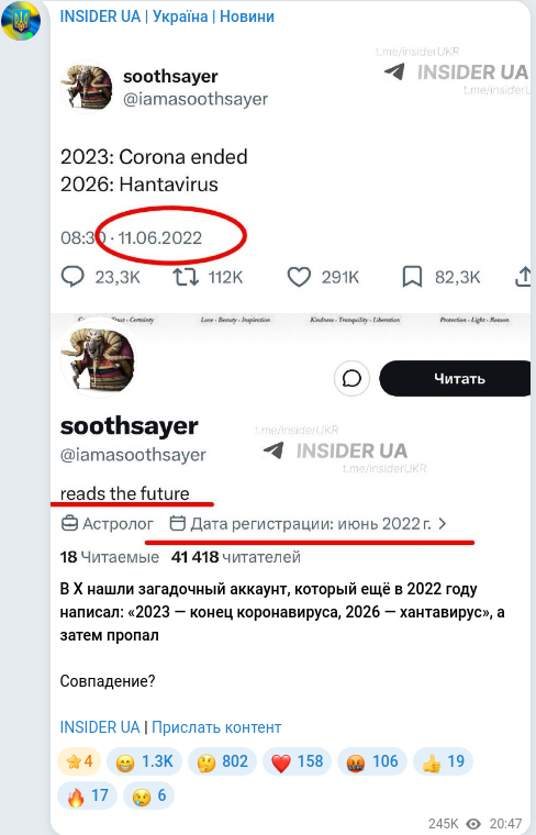 Telegram publication screenshot