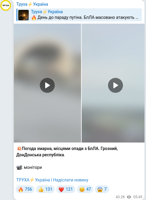 Telegram publication screenshot