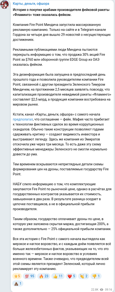 Telegram publication screenshot