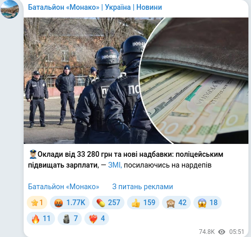 Telegram publication screenshot