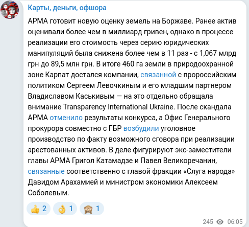 Telegram publication screenshot