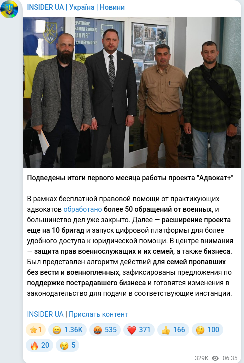 Telegram publication screenshot