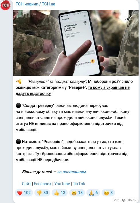 Telegram publication screenshot