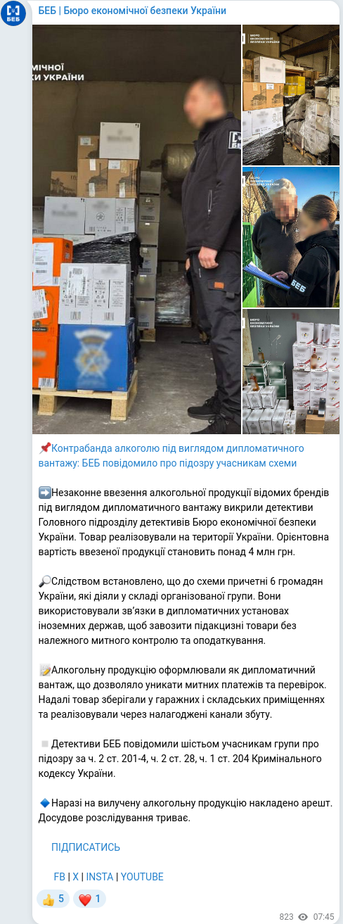 Telegram publication screenshot