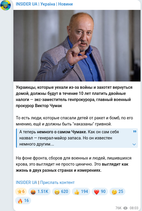 Telegram publication screenshot