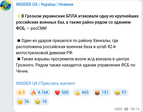 Telegram publication screenshot