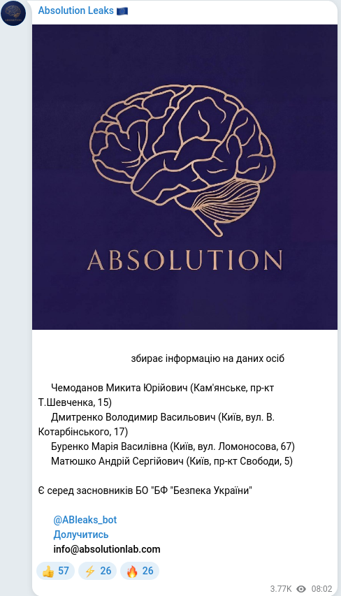 Telegram publication screenshot