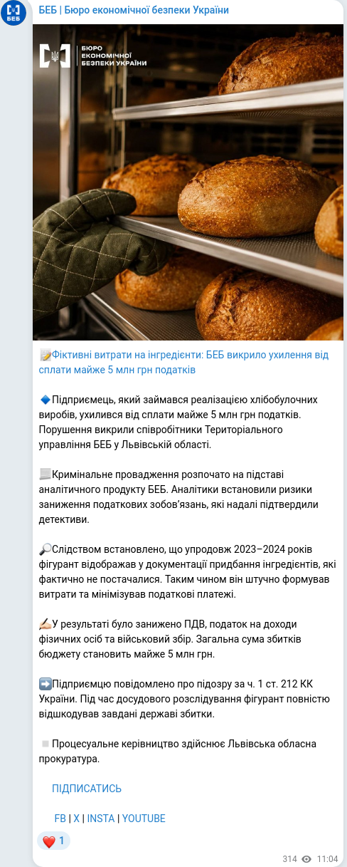 Telegram publication screenshot