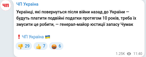 Telegram publication screenshot