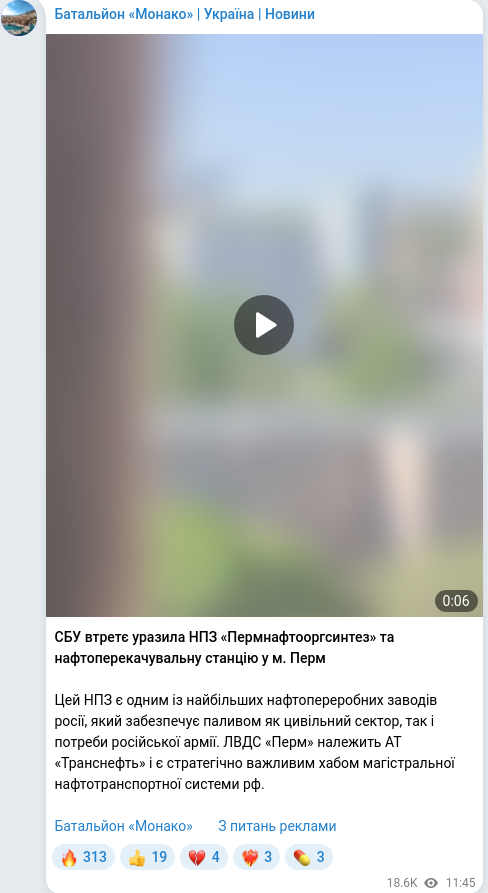 Telegram publication screenshot