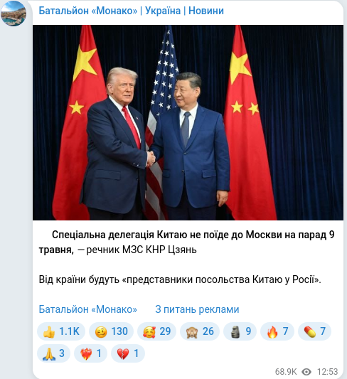 Telegram publication screenshot