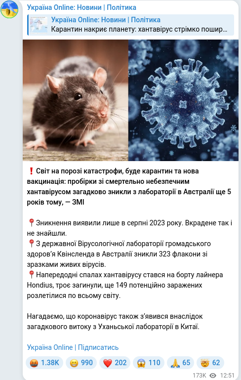 Telegram publication screenshot