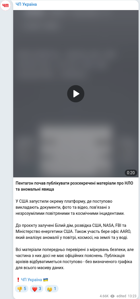 Telegram publication screenshot