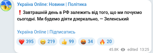Telegram publication screenshot