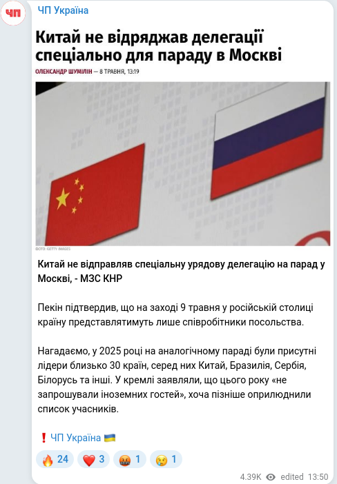 Telegram publication screenshot