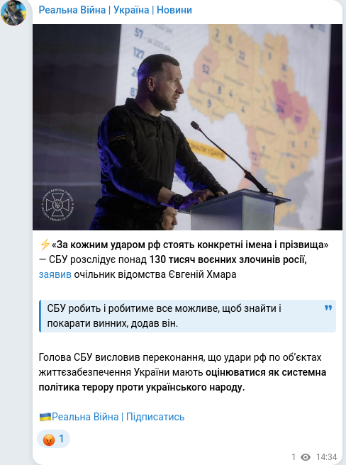 Скріншот Telegram-публікації