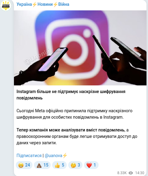 Telegram publication screenshot