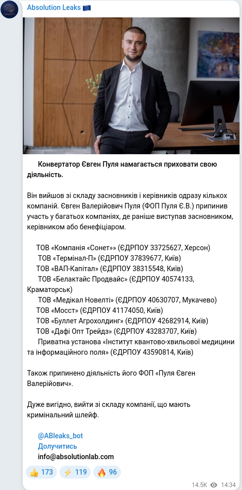 Telegram publication screenshot