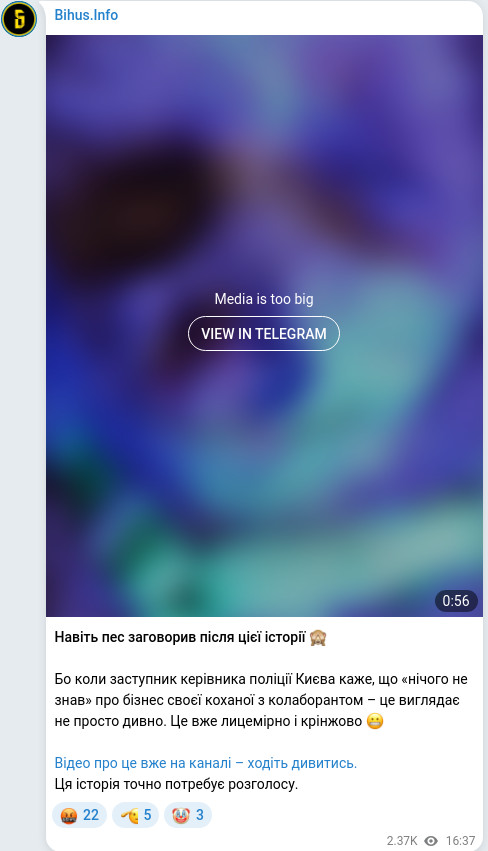 Telegram publication screenshot