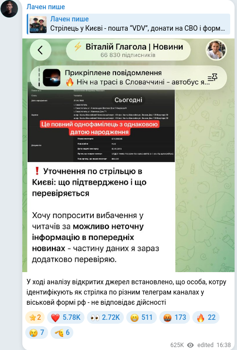Telegram publication screenshot