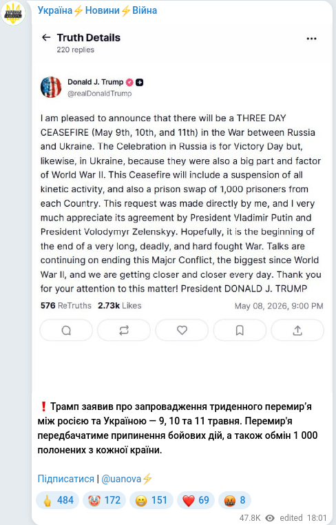 Telegram publication screenshot