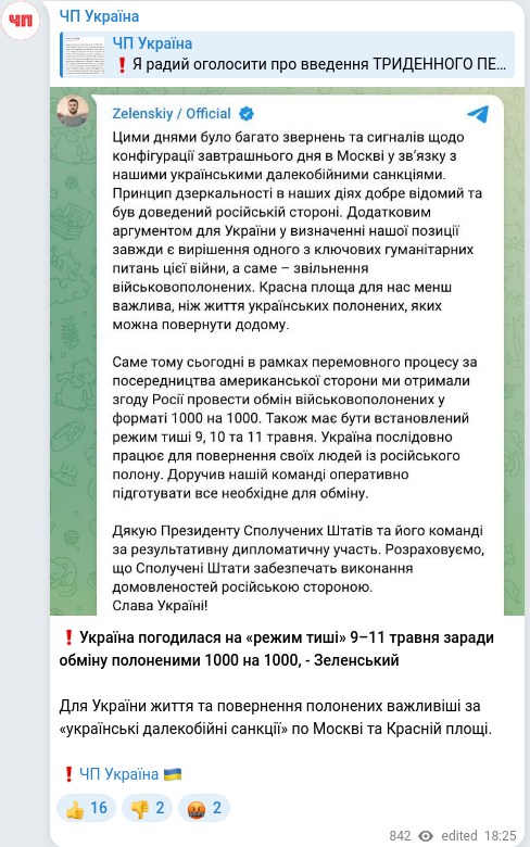Telegram publication screenshot