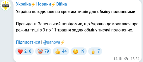 Telegram publication screenshot