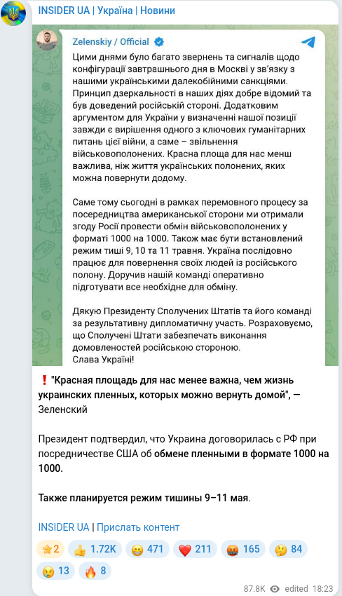 Telegram publication screenshot