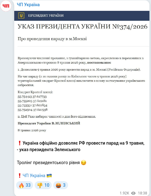 Telegram publication screenshot