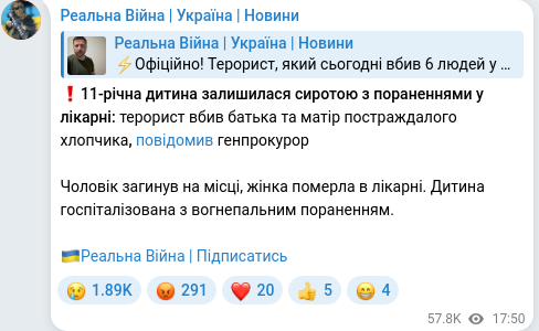 Telegram publication screenshot