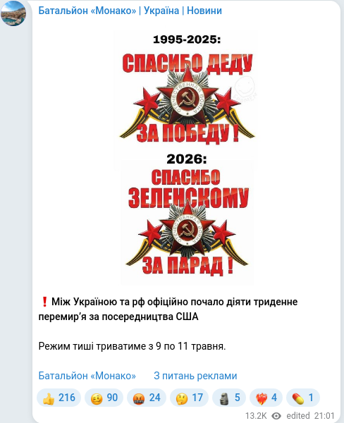 Telegram publication screenshot