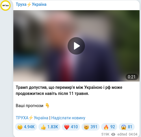 Telegram publication screenshot