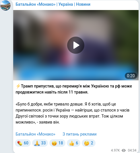 Telegram publication screenshot