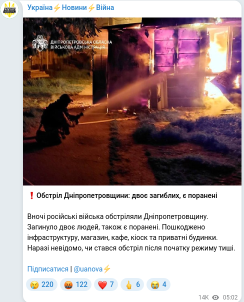 Telegram publication screenshot