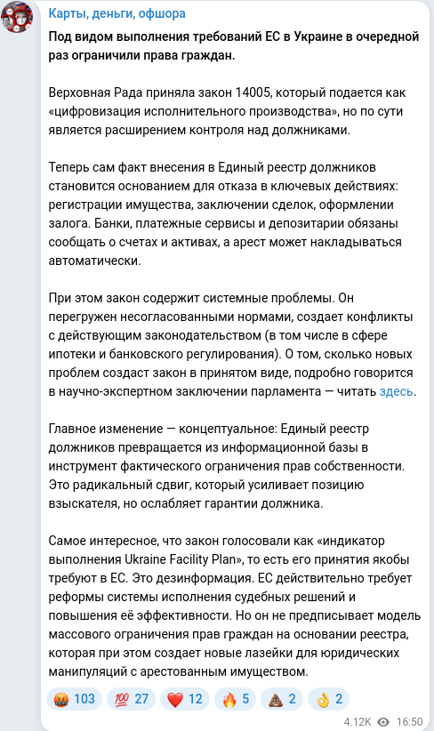 Telegram publication screenshot