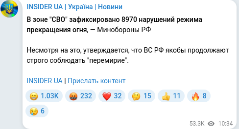 Telegram publication screenshot