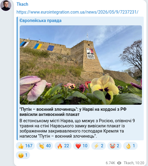 Telegram publication screenshot