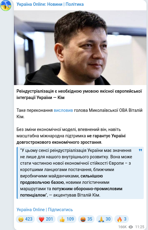 Telegram publication screenshot