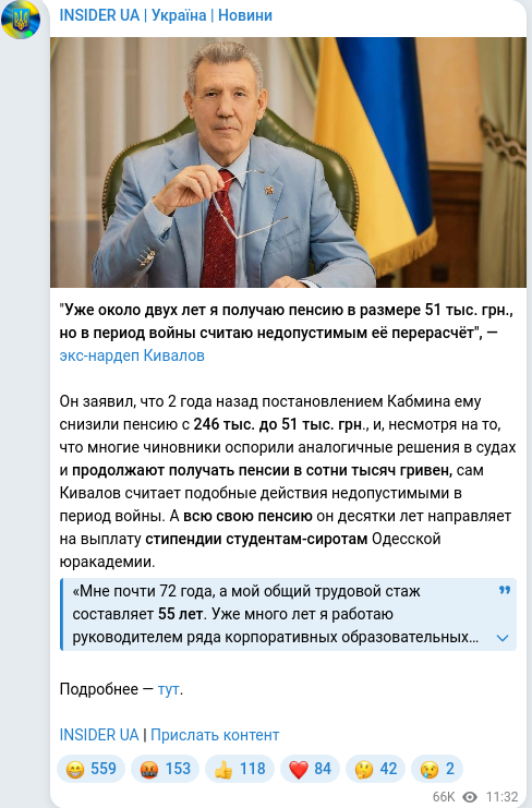 Telegram publication screenshot