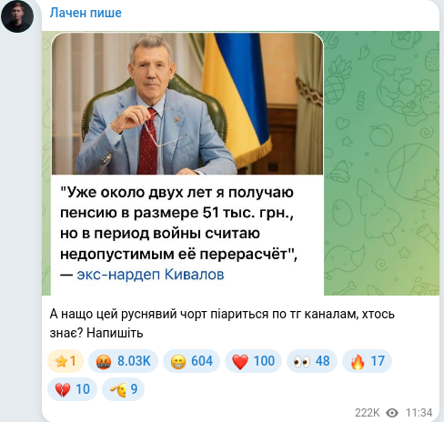 Telegram publication screenshot