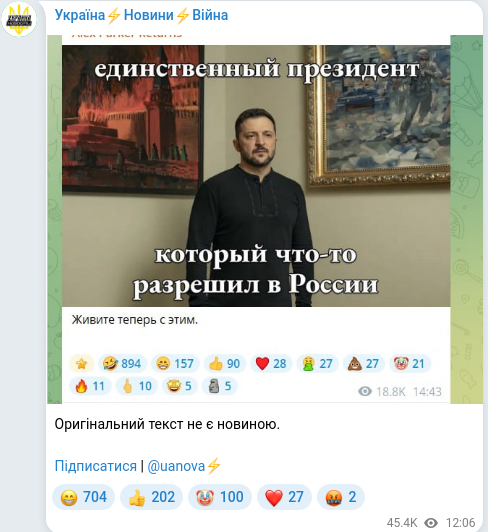 Telegram publication screenshot