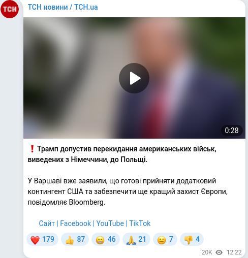 Telegram publication screenshot