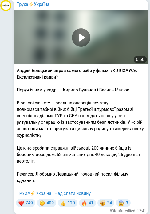 Telegram publication screenshot